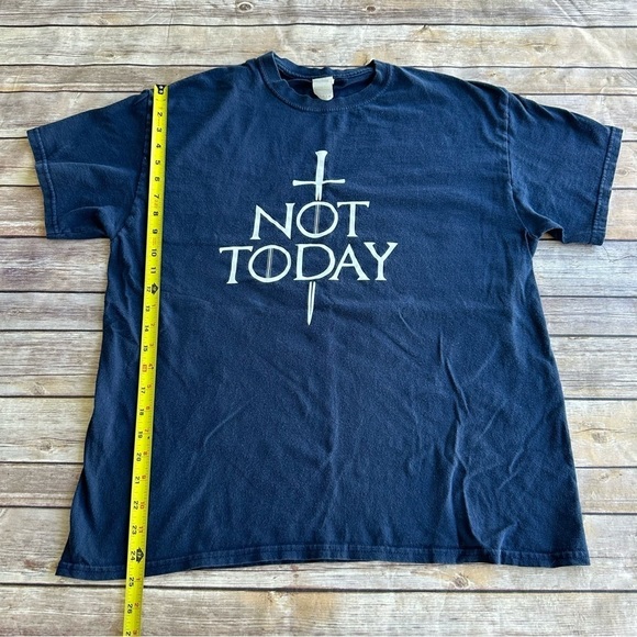 NOT TODAY Game of Thrones Navy Blue Shirt Unisex Large Gildan GOT T-Shirt Tee - Picture 10 of 11